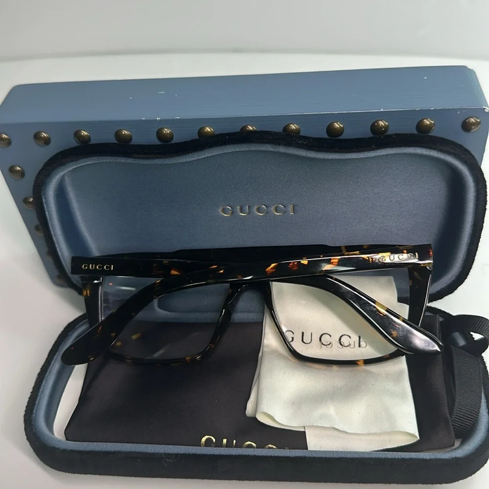 New Authentic Gucci GG10400 002 Havana Rectangular Optical Glasses: